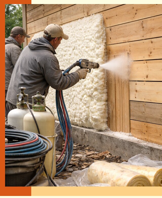 Утепление деревянного дома пенополиуретаном в Ржеве