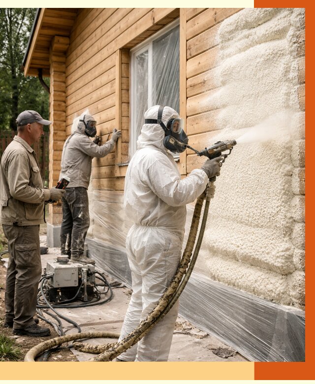 Утепление дома из бруса ППУ в Ржеве от 3957 руб/м2 под ключ | ТепломастерРжв