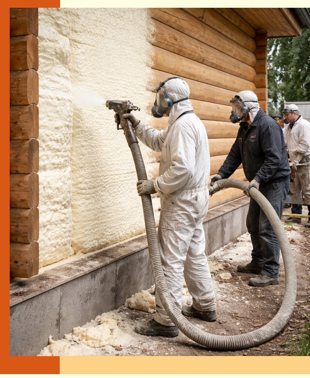 Утепление дома из бруса пенополиуретаном в Ржеве