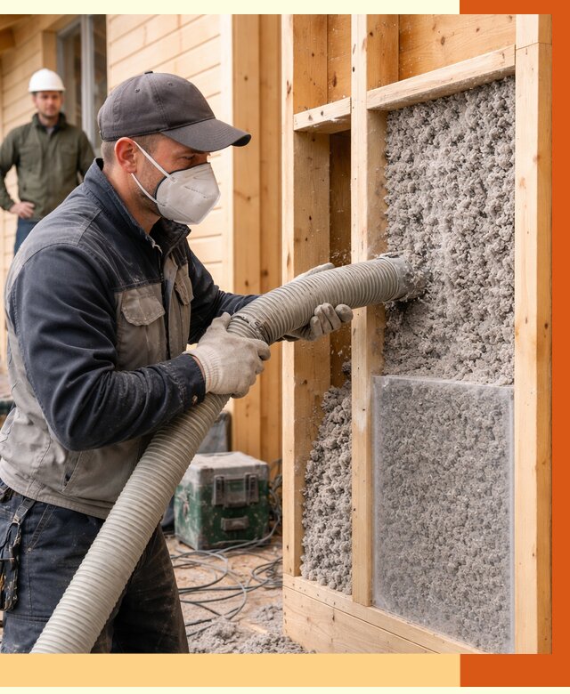 Утепление дома из бруса эковатой в Ржеве от 1902 руб/м2 | ТепломастерРжв