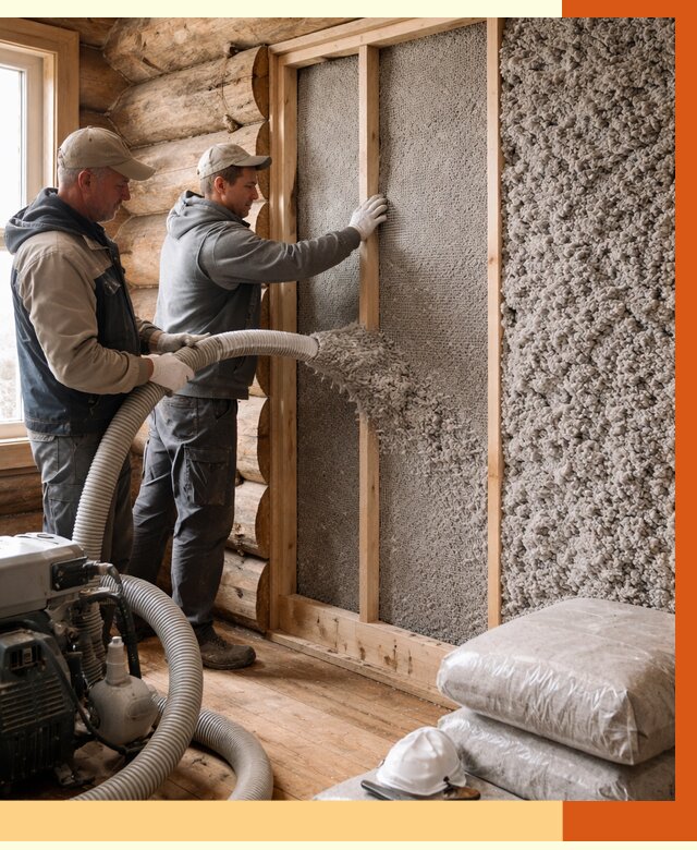 Утепление бревенчатого дома эковатой в Ржеве от 2827 руб. | ТепломастерРжв