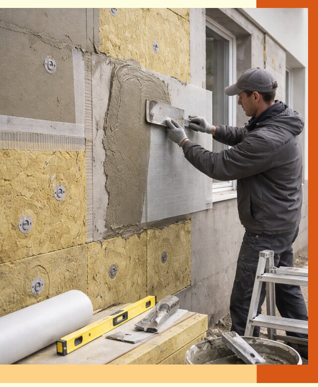 Утепление фасада под штукатурку в Ржеве от 4317 руб/м2 — монтаж пенопластом и минватой | ТепломастерРжв