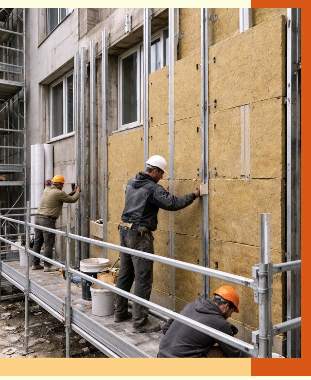 Утепление вентилируемого фасада в Ржеве от 5756 руб/м2 — монтаж и утепление вентфасад | ТепломастерРжв