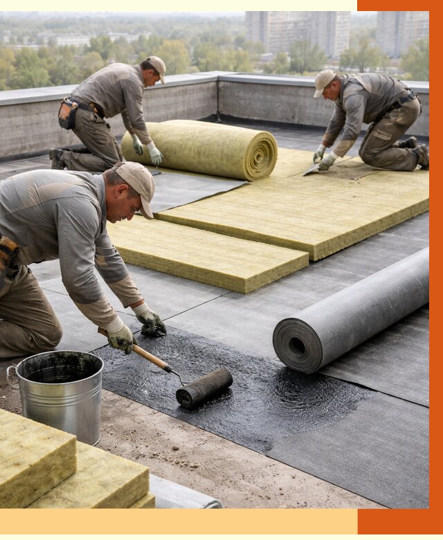 Утепление плоской крыши в Ржеве от 7401 руб./м2 под ключ | ТепломастерРжв