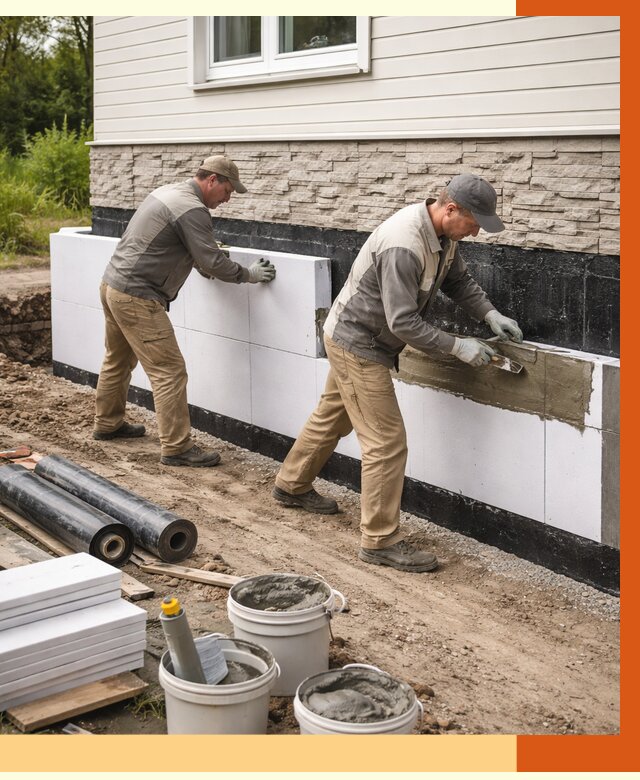 Утепление фундамента снаружи в Ржеве от 4317 руб. за м² | ТепломастерРжв