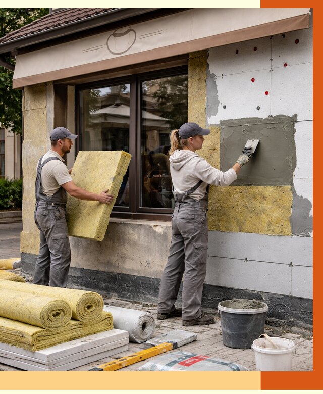 Утепление кафе в Ржеве от 4317 руб/м2 — комплексно под ключ | ТепломастерРжв