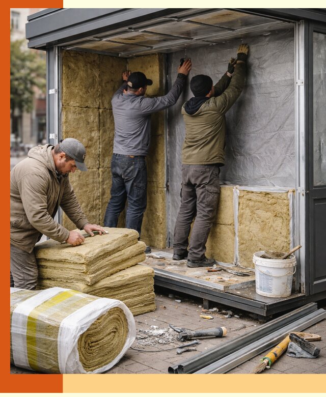 Утепление павильона шаурмы под ключ в Ржеве