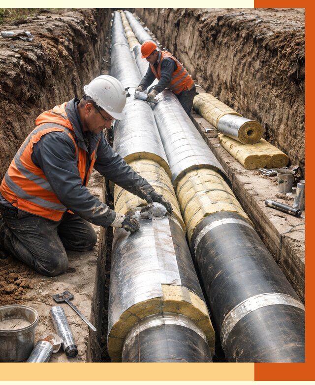 Утепление теплотрассы в Ржеве от 4626 руб./м2 — ппу и комплексная изоляция | ТепломастерРжв