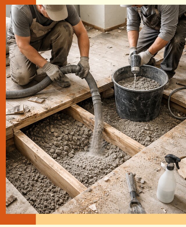 Заполнение пустот пола в Ржеве полиуретаном и пенополистиролом