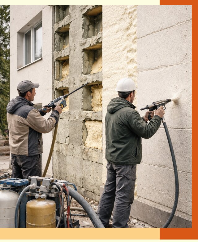 Заполнение пустот фасада в Ржеве от 4626 руб. — утепление пустот облицовки | ТепломастерРжв