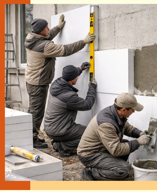 Утепление пенопластом наружных стен и фасадов в Ржеве