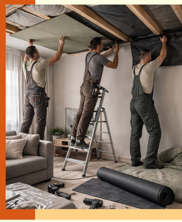 Шумоизоляция потолка в Ржеве — профессиональное устранение шумов