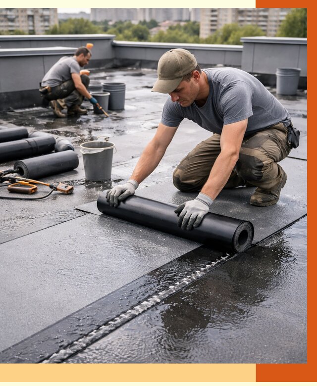 Гидроизоляция плоской кровли в Ржеве от 4626 руб./м2 — профессионально | ТепломастерРжв