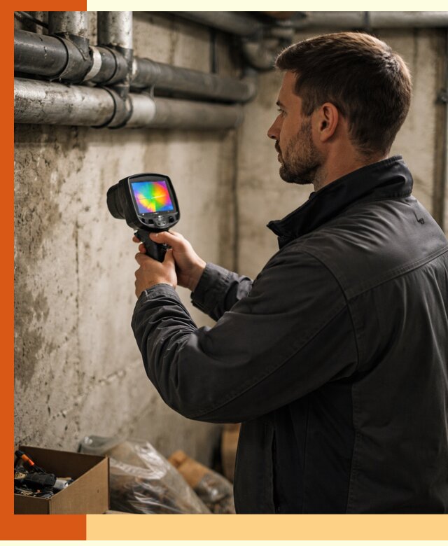 Тепловизионное обследование подвала в Ржеве для поиска утечек тепла