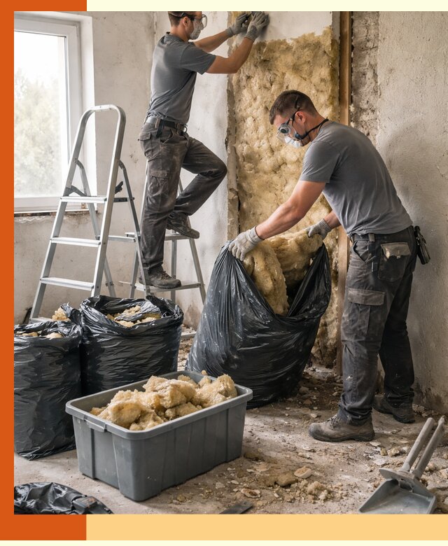 Демонтаж старого утеплителя и вывоз отходов в Ржеве