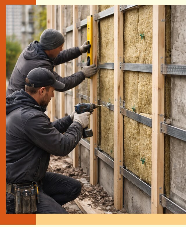 Монтаж обрешетки под утепление зданий и квартир в Ржеве